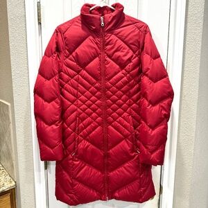 Eddie Bauer Woman's Down Parka XS RED, FLEECE LINED COLLAR